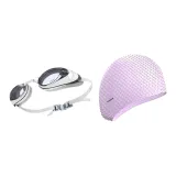 Sea Anemone Purple Bubbles Hat+White Swim Goggles