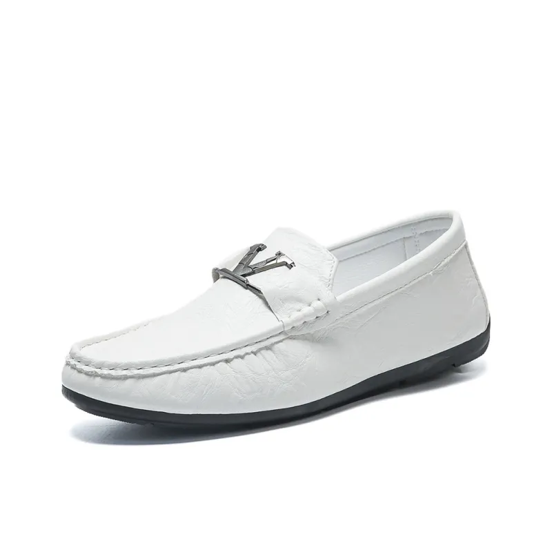 ZULISHI Gommino Loafers Men White/Black-0