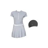 Gray Two-Piece Set (Swimsuit+Swimming Cap)
