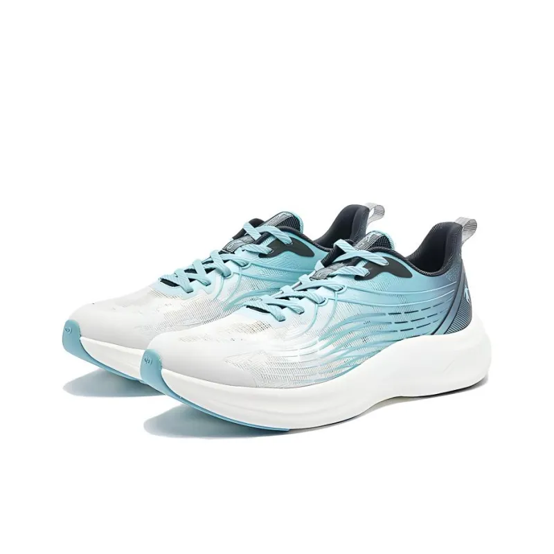 QIAODAN Wear Resistant Slip Resistant Low Top Casual Running Shoes Men's White Blue-1