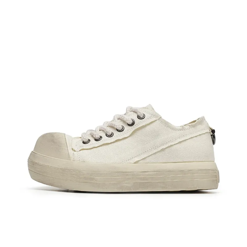 Angelmi Wear Resistant Low Top Skateboard Shoes Men's White-0