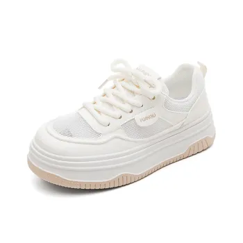 HUANQIU Wear resistant And Lightweight Low Top Skateboard Shoes Women's Beige Brown