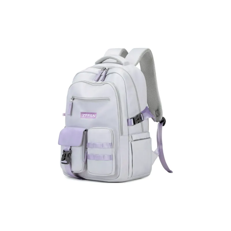 ZUOFEIFAN Nylon Backpacks Unisex Gray Green/Gray Purple-8