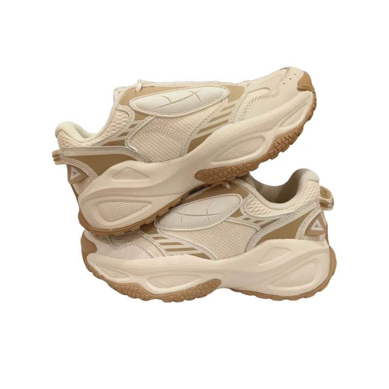 PEAK Tai Ji1.0 Cushioning Slip Resistant Support Height Increasing Low Top Chunky Sneakers Women's Light Khaki-2
