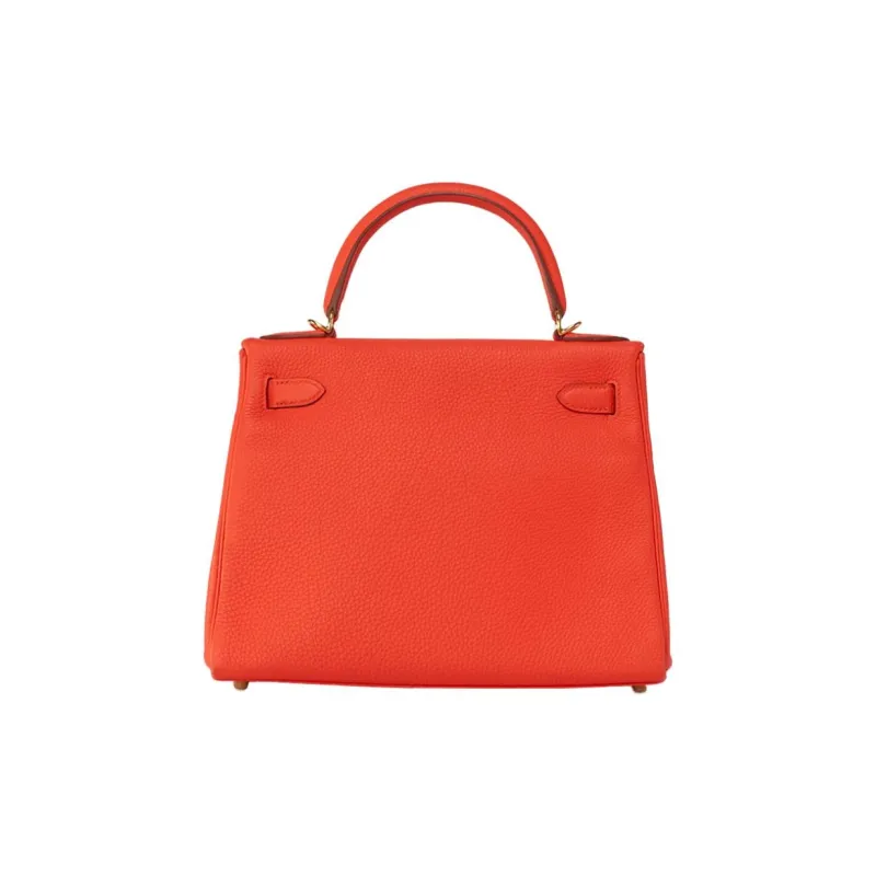 HERMES Kelly Togo Calfskin Kelly Bag Handbags Women's 9T Capucine Orange Red-2
