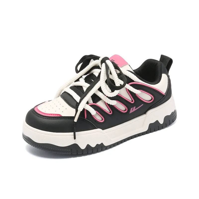 Warrior Low Top Skateboard Shoes Women's Black Rice Rose Red-2