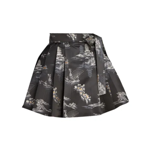 DPLAY Casual Short Skirts Women's Watercolor Jacquard