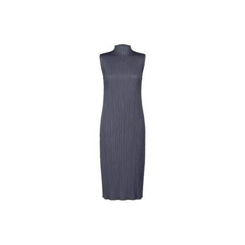 PLEATS PLEASE ISSEY MIYAKE Sleeveless Dresses Women's Gray Marine Blue