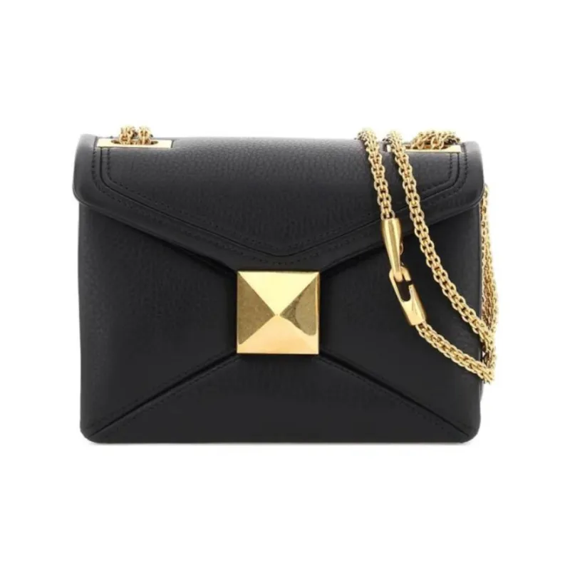 Valentino GARAVANI ROCKSTUD Leather Crossbody Bag, Shoulder Bag Women's Black-0