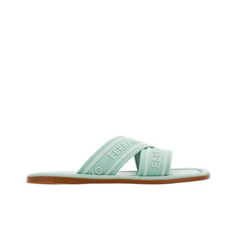 FERRAGAMO Logo print Round toe Slides-1