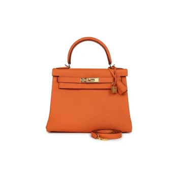 HERMES Togo Calfskin Handbag Regular Women's 93 Orange Hermes Orange Combo