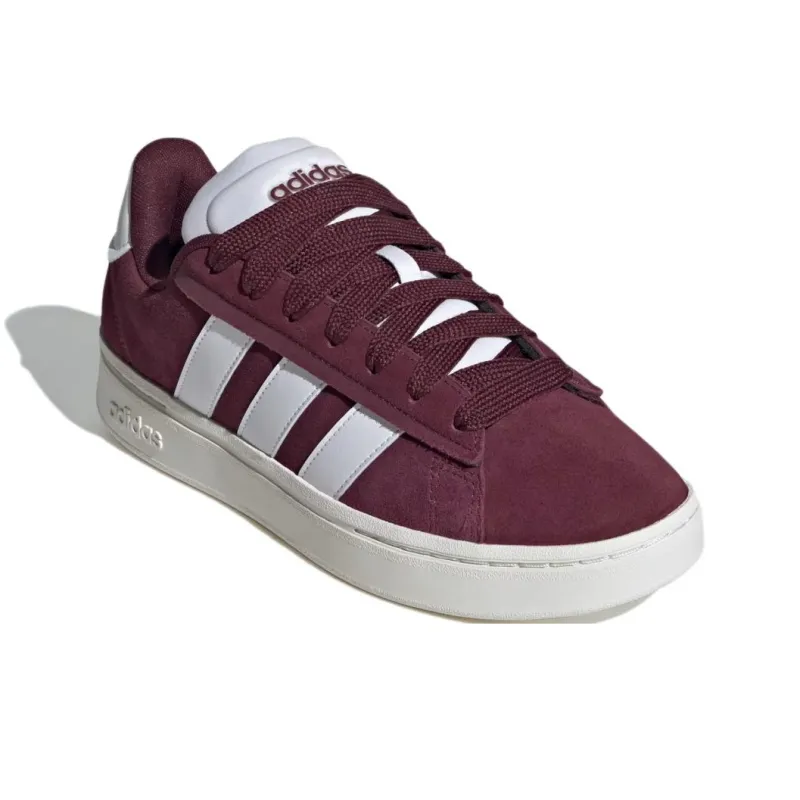 Adidas GRAND COURT ALPHA Anti Slip Wear Resistant Low Top Skateboard Shoes Unisex Dark Red White-2