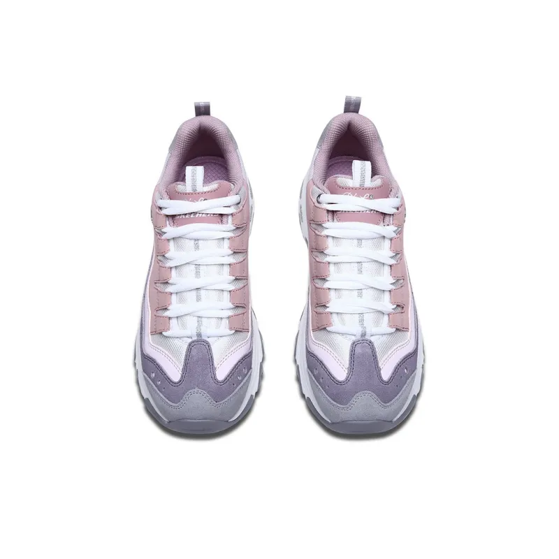 Skechers DLITES Durable Breathable Low Top Casual Shoes Women's Pink Gray White-4