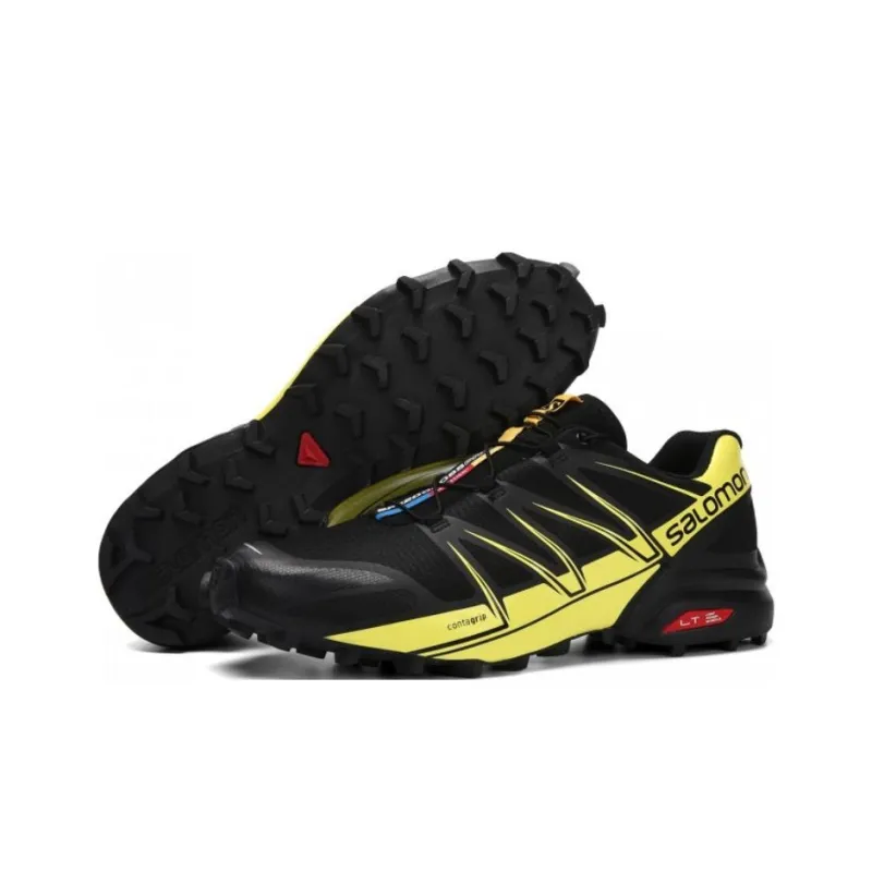 SALOMON SPEEDCROSS PRO Slip Resistant, Abrasion Resistant, Lightweight Low Top Hiking Shoes Men's Black Yellow-4