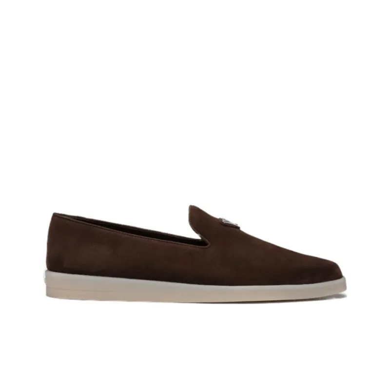 PRADA Triangle-patch Suede Loafers-1