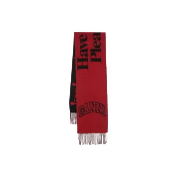 GANNI Fringed Wool Scarf