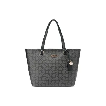 GUESS Coated Canvas Tote Bag Shopping Bag Handbag Shoulder Bag Women's Coal Charcoal