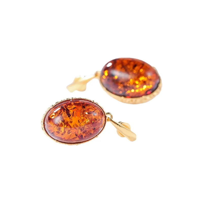 S&A S925 Silver With Amber Fine Jade Earrings Women's-3