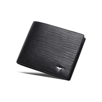 SEPTWOLVES Top Grain Cow Leather Wallet Money Clip Card Holder Men's Black