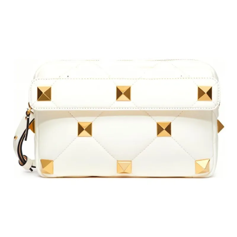 Valentino Roman Stud Soft Sheep Leather Handbag, Shoulder Bag, Crossbody Bag Men's White-1
