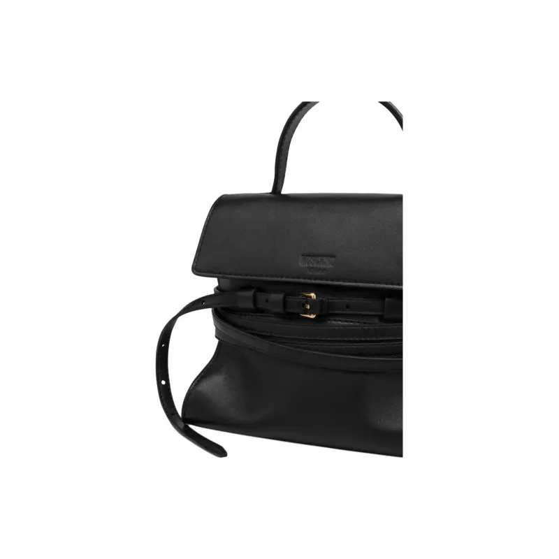 MOSCHINO Sheepskin Handbag Small Size Women's Black-3