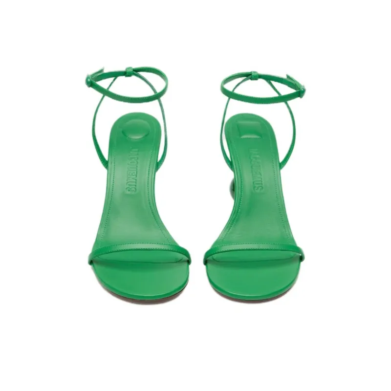 Jacquemus Les One Strap Sandals 9cm Women's Green-4