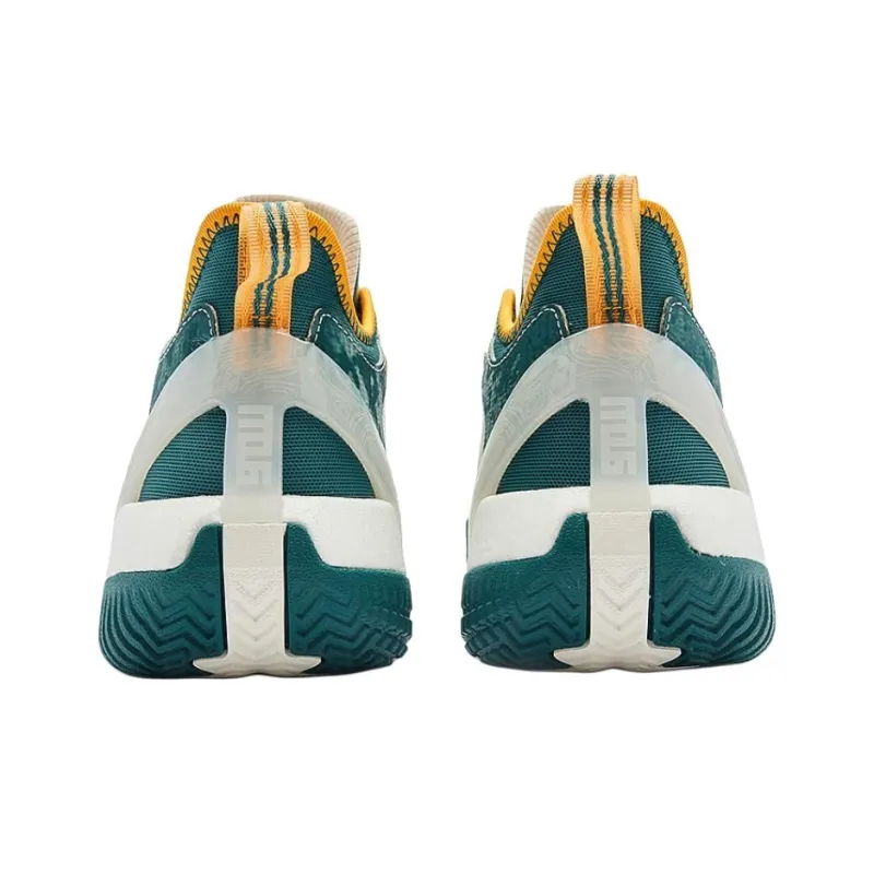 QIAODAN Cushioned Slip-Resistant Low-Top Basketball Shoes Men's White Green-4