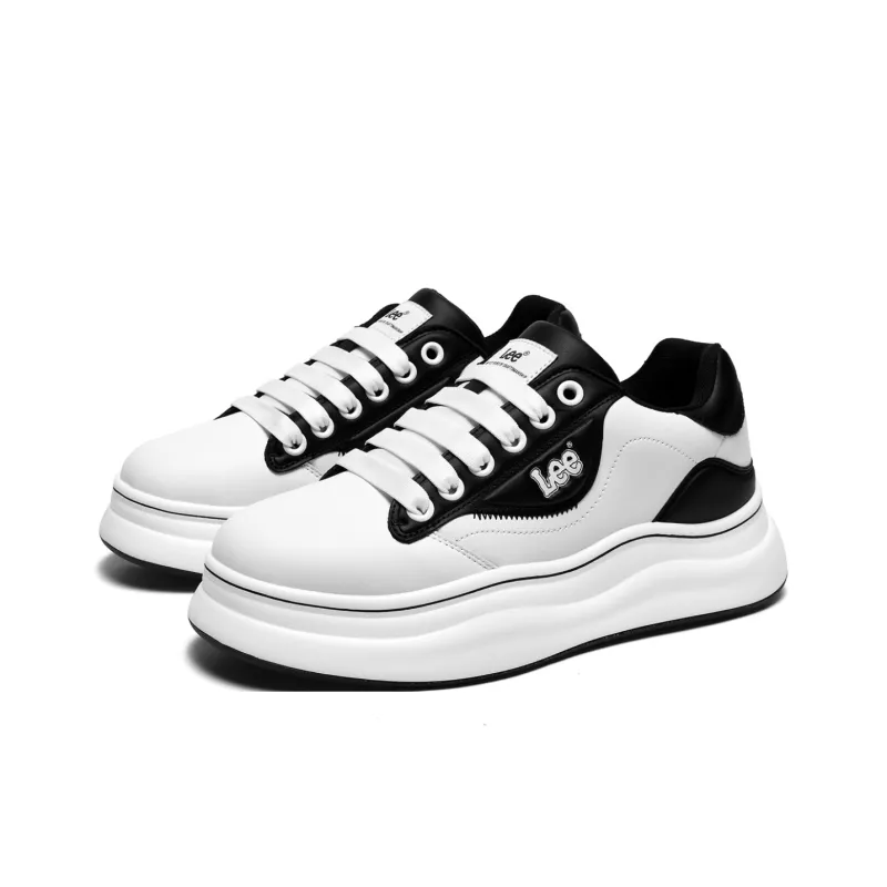 Lee Versatile Trendy, White Sneakers, Classic Fashion Commute Low Top Height Increasing Skateboard Shoes Men's-14