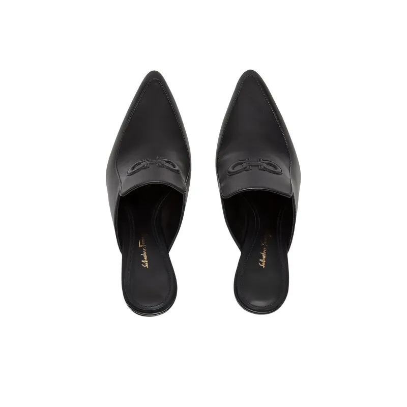 FERRAGAMO GANCINI Wrap toe Slippers Women's Black-2