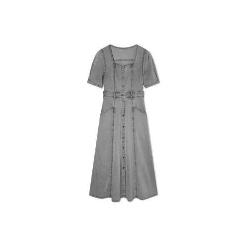 TKY SHOP Short-Sleeved Dresses Women's Elegant Gray