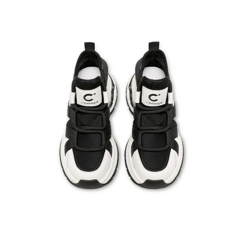C°BANNER Low Top Chunky Sneakers Women's Black Beige-3