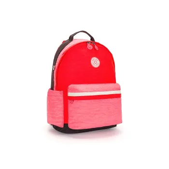 Kipling Polyamide Backpack Medium Size Unisex Pink & Orange Block Patchwork/White, Black & Green Patchwork