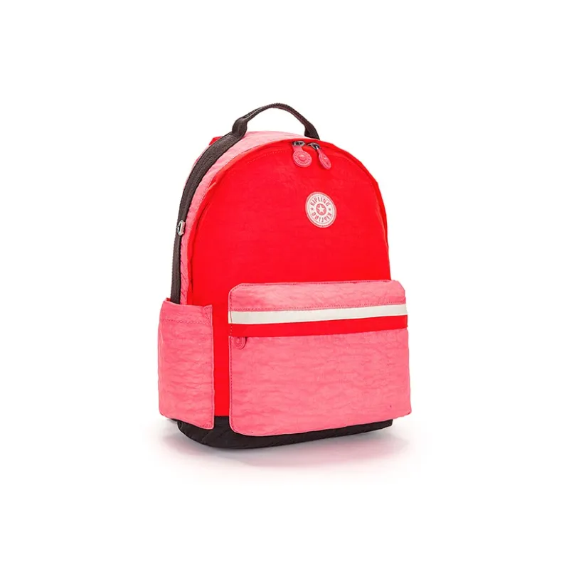 Kipling Polyamide Backpack Medium Size Unisex Pink & Orange Block Patchwork/White, Black & Green Patchwork-0