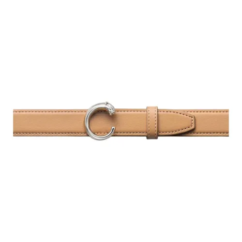 CARTIER Cheetah Styling Design Cow Leather Leather Belts Unisex Brown Width: 2.5CM