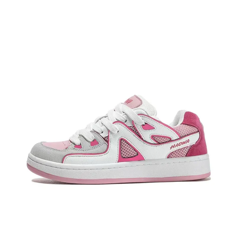 HAOWA Phantom Collection Dreamy Pink Enchantment Low Top Skateboard Shoes Women's White Pink-0