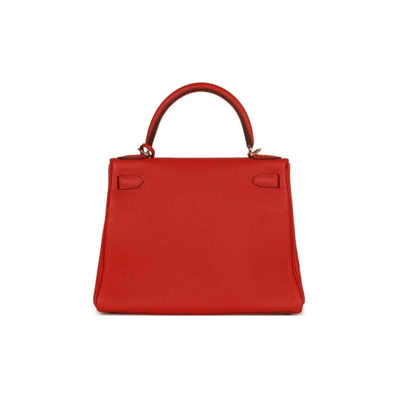 HERMES Togo Calfskin Handbag Regular Women's Q5 Rouge Casaque National Flag Red-3