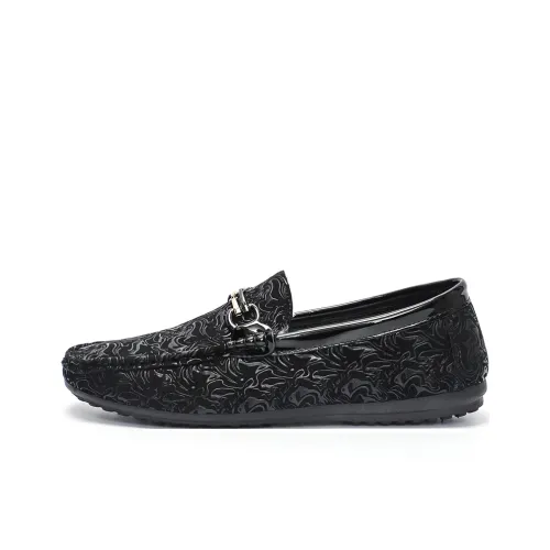 Wooden houses Gommino Loafers Men Black