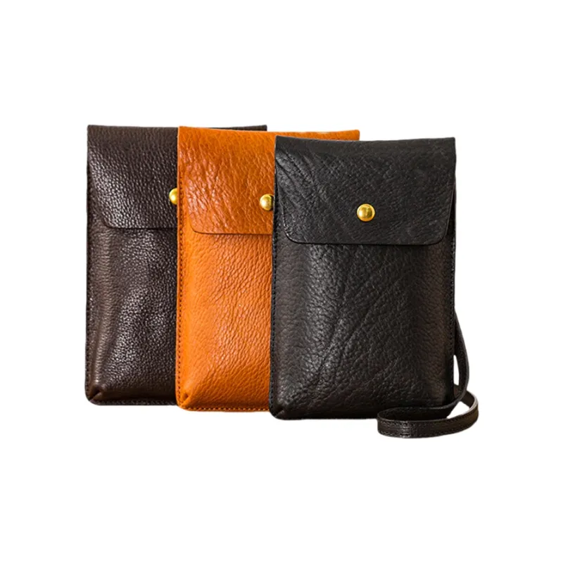 Back Step Cow Leather Cell Phone Pouch Shoulder Bag Regular Unisex Multicolor-10