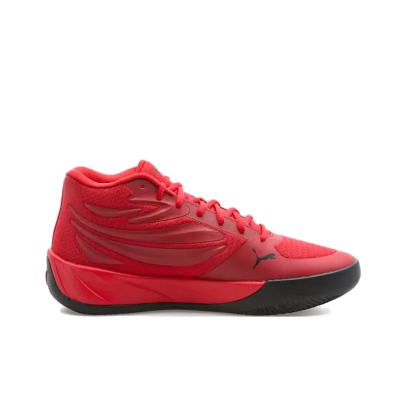 PUMA Court Anti Slip Wear Resistant Mid Top Basketball Shoes Unisex Red-1