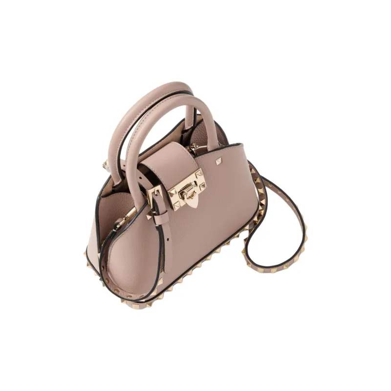 Valentino GARAVANIRockstud Grained Calfskin Shoulder Bag Crossbody Bag Handbag Small Size Women's Light Pink-4