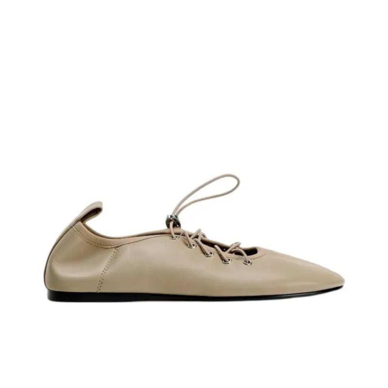 ZARA Casual Single Shoes Women's Light Beige Yellow-1