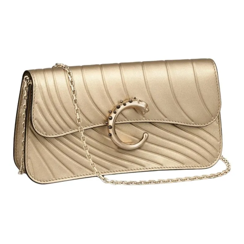 CARTIER Panthère De Cartier Calfskin Shoulder Bag Mini Women's Gold-1