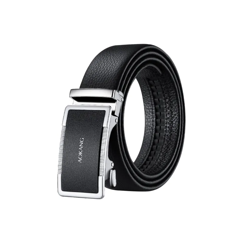 AOKANG Fine Texture Business Casual Waistband Feel Elegance Comfortable Genuine Cow Leather Belts Men's 3.5cm Width-1