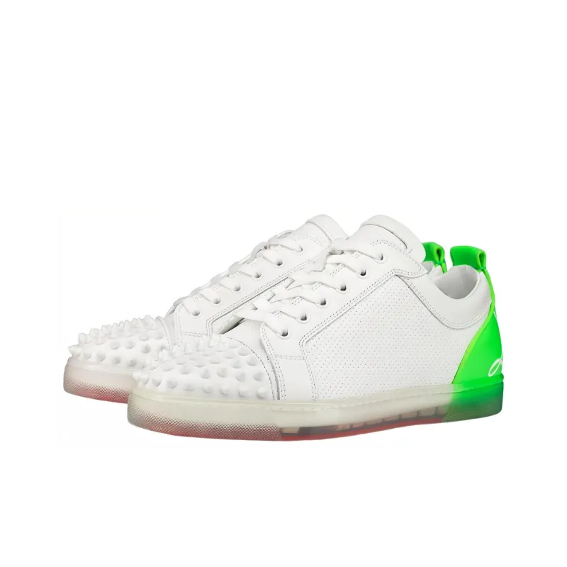 CL LUBOTING Low Top Stylish Skateboarding Shoes Men's White Green-2