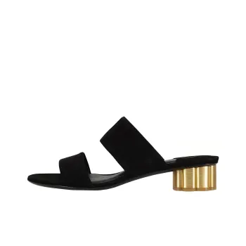FERRAGAMO Rubber Sole Totem Leather Patchwork Slip-Resistant Slide Slippers Women's Black