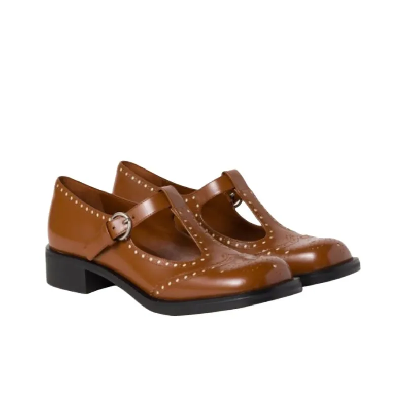 MIU MIU Platform Casual Single Shoes Women's Brown-2