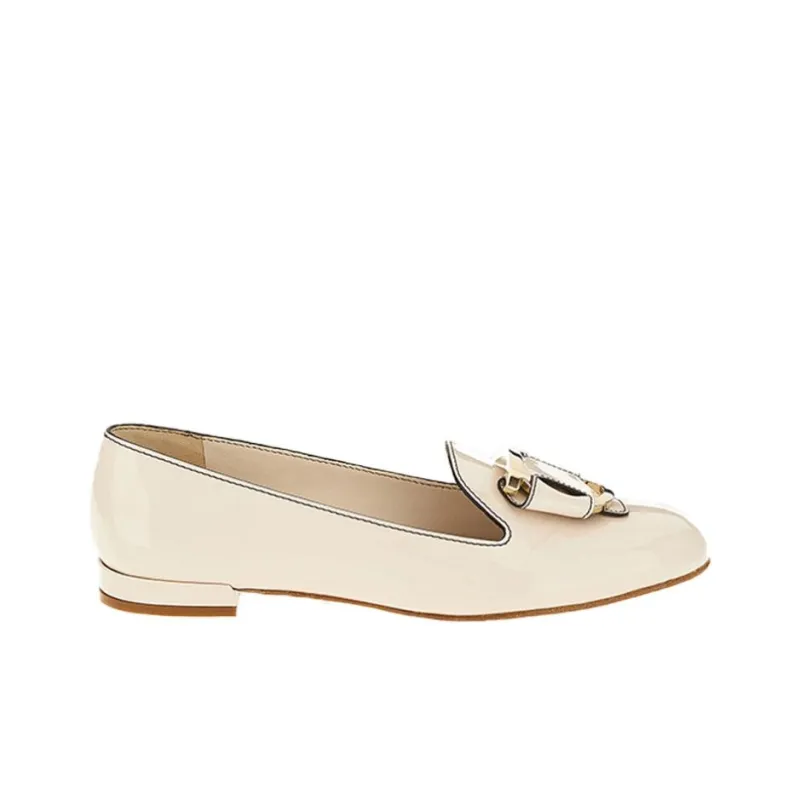 FERRAGAMO GANCINI Loafers Women's White-1