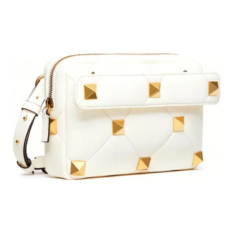 Valentino Roman Stud Soft Sheep Leather Handbag, Shoulder Bag, Crossbody Bag Men's White-2