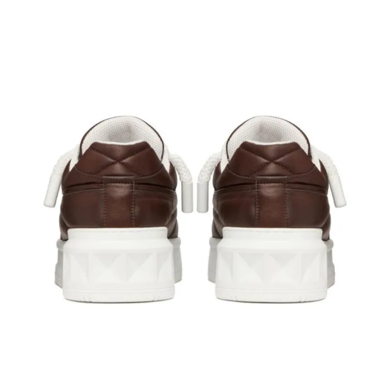 Valentino One Stud Low Top Skateboard Shoes Men's Brown-4