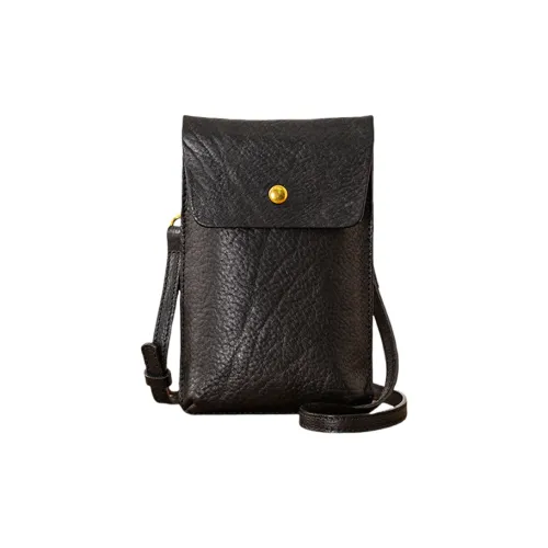 Back Step Cow Leather Cell Phone Pouch Shoulder Bag Regular Unisex Multicolor